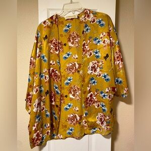 Gold magnolia south large silk kimono cardigan